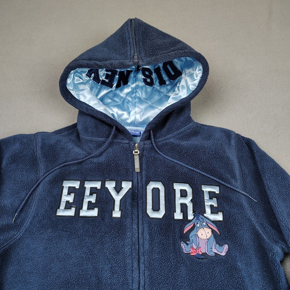 Y2K Disney Eeyore "True Blue" Fleece‎ Hoodie Adult Small Embroidered Big Logo - Picture 5 of 12